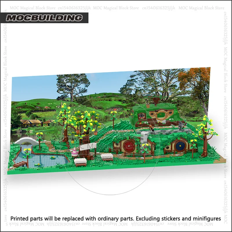 The Shire Movie Scene MOC Building Bricks Houses Trees Base Castle Architecture Technology Bricks Birthday Collection Toys Gifts