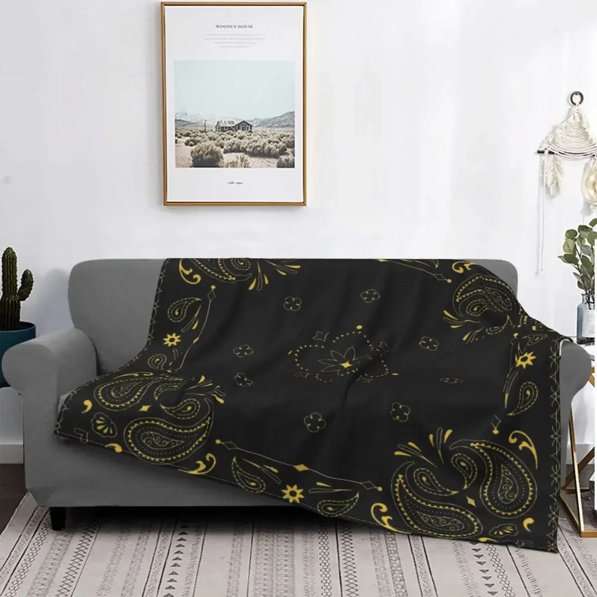 Bandana Black Throw Blanket Cosiness For Home 3D Letters Convertible Sofa Baby Comforter   Decorative Queen King Size