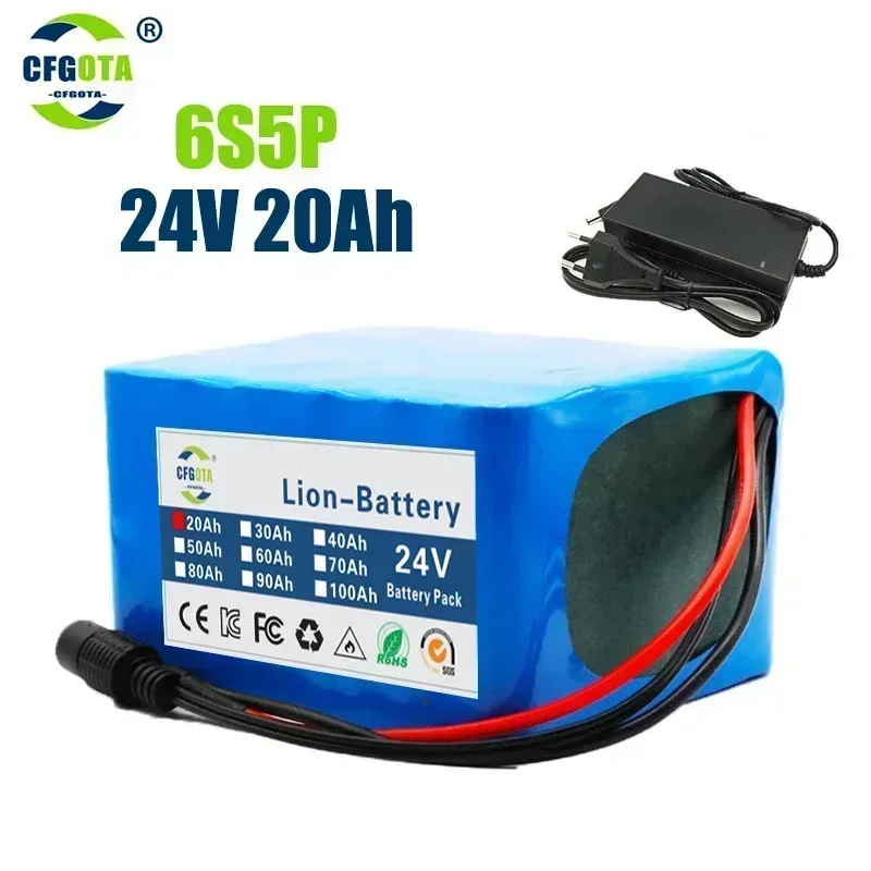 

25.2V 20Ah 6S5P 18650 Lithium Battery For 24V Electric Bicycle 25.2V 2A Charger