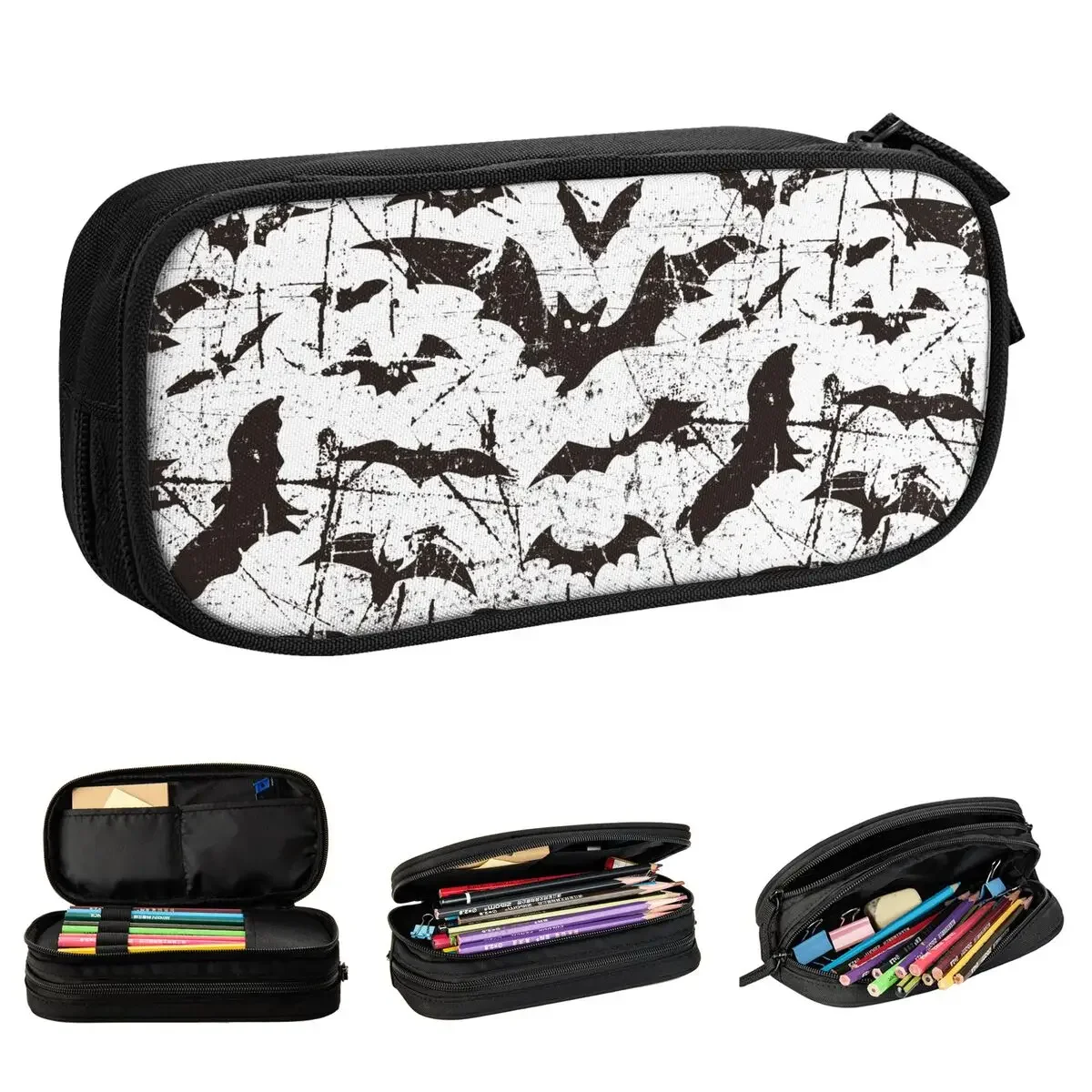 

Halloween Bats Pencil Cases Pencilcases Pen for Girl Boy Big Capacity Bags Students School Gift Accessories