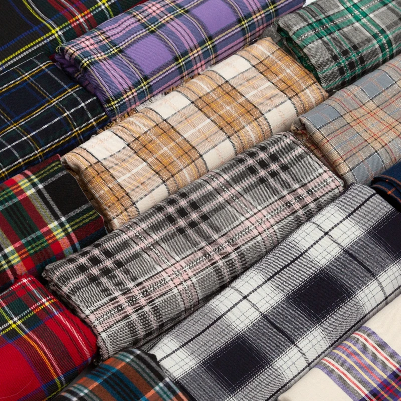 Plaid Fabric By The Meter for Clothing Dresses JK Skirts Shirts Sewing Winter Pleated British Style Polyester Cotton Twill Cloth