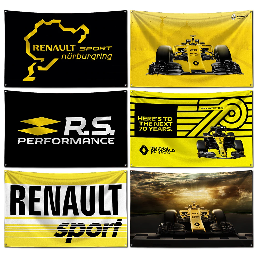 3x5 Ft Renaults Sport Racing Flag Polyester Digital Printing Banner for Garage Wall Art Out Door Decoration With Brass Grommets