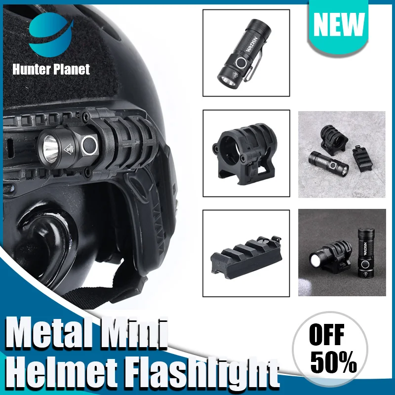 

WADSN Tactical Helmet Strobe Light Hunting Scout Flashlight Helmet Scout Light With Hat Clamp Holder 20mm Picatinny Rail Mount