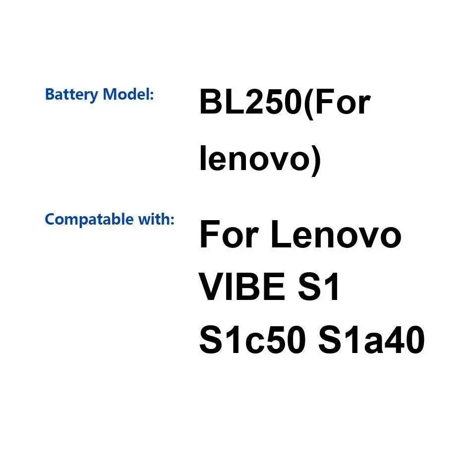 

Для Lenovo Vibe S1 S1c50 S1a40 аккумулятор мобильного телефона высокой емкости 2420 мАч премиум-класса замена BL250