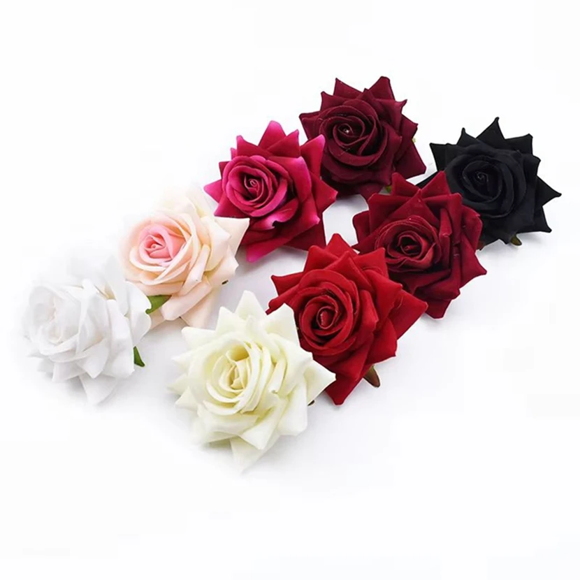 100Pcs Artificial Flower silk Rose Outdoor Garden Wedding bridal bouquet Home vase table Diy gift Candy Box Valentine Decoration