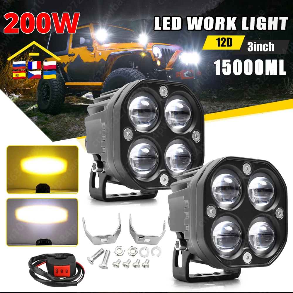 Led work light Bar Projector Led Headlights 12v 24v POWER 200w Motorcycle Fog Car Boat Truck Accessories 4x4