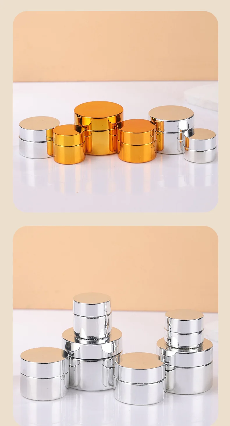 Glascremetiegel in verschiedenen Größen 10g 20g 30g 50g, galvanisierte Gold- und Silber-Kosmetikverpackung, Behälter für Augencreme-Proben. – Detail 10