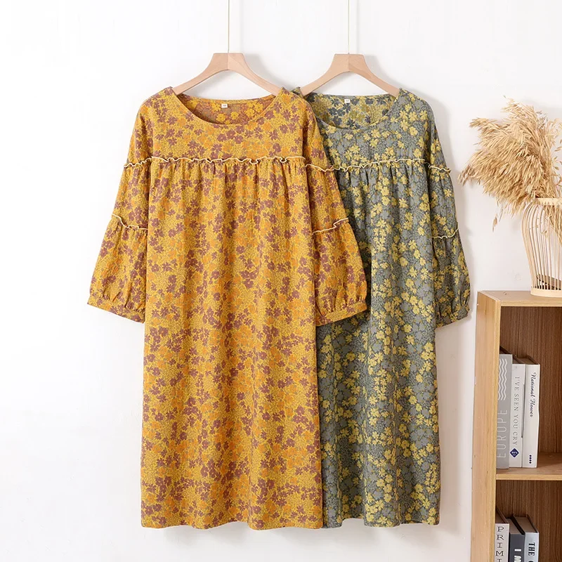 thin cotton night dress Coyuchi, Women's Isla Organic Cotton Night Dress Large Tidal Meadow , L, Sustainable Materials