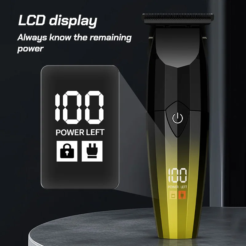Novo profissional 8810 7000rpm escultura gradiente aparador de cabelo barbeiro máquina de cortar cabelo elétrica revestimento dlc display lcd tipo-c carregamento