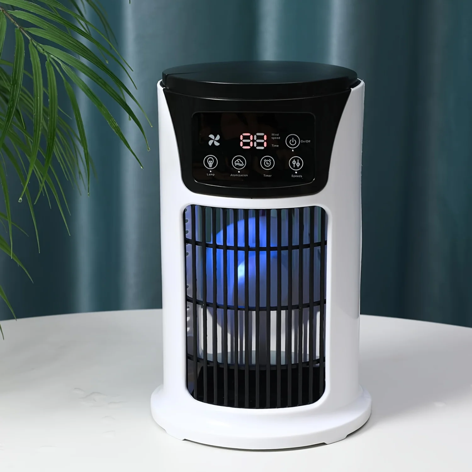 Portable Air Conditioner Humidifier Fan with Atmosphere Light - 3 in 1 USB Cooler