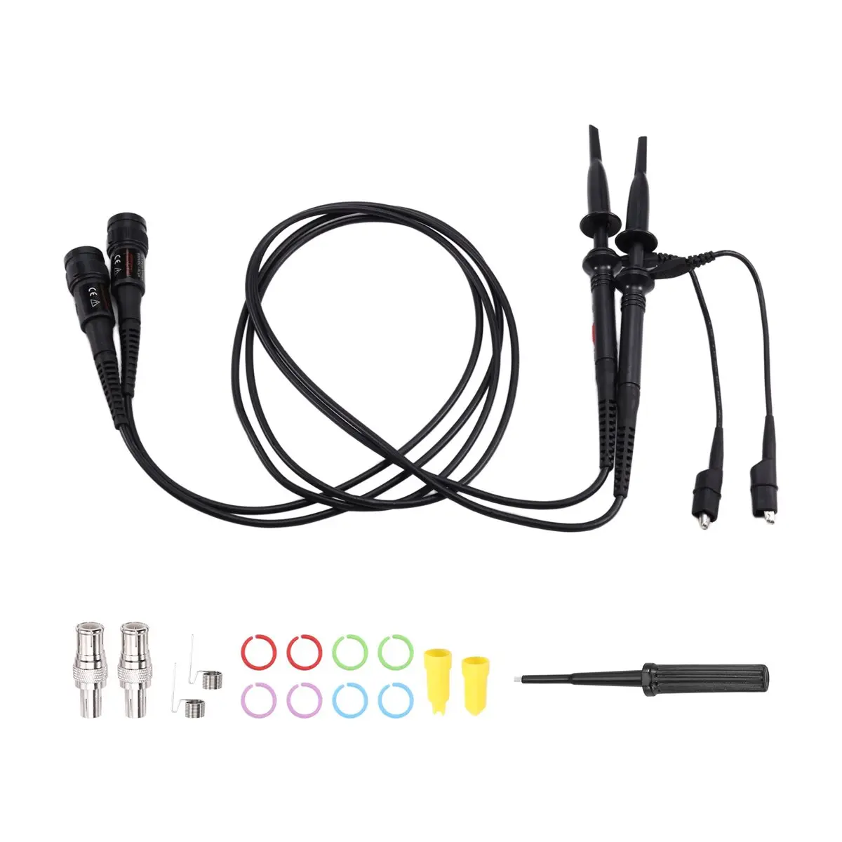 AA80 P2200 2pcs 200MHz Oscilloscope Probe X1/X10 Safe BNC Test Lead Clip Kit 10:1 Probe