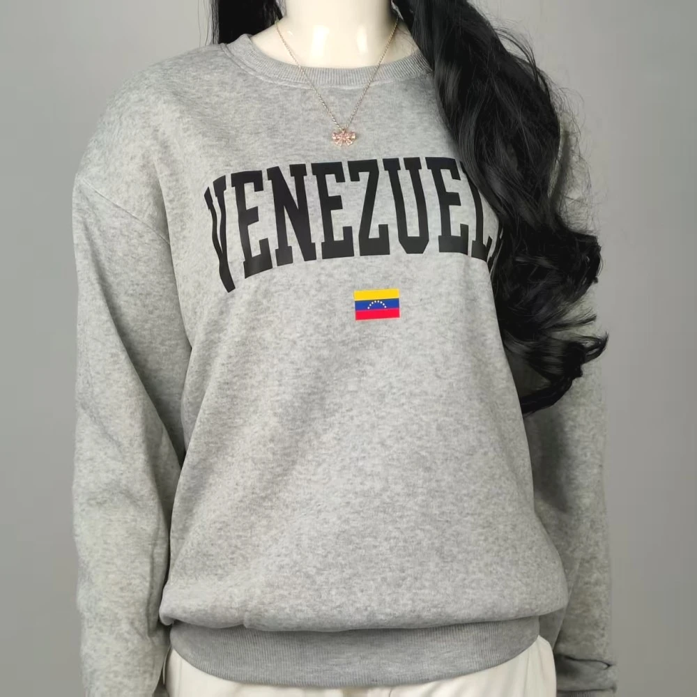 Venezuela Crewneck Pullover Sweatshirt Venezuela Souvenir Gift Venezuela Flag Print Long-sleeved Unisex Sweatshirt