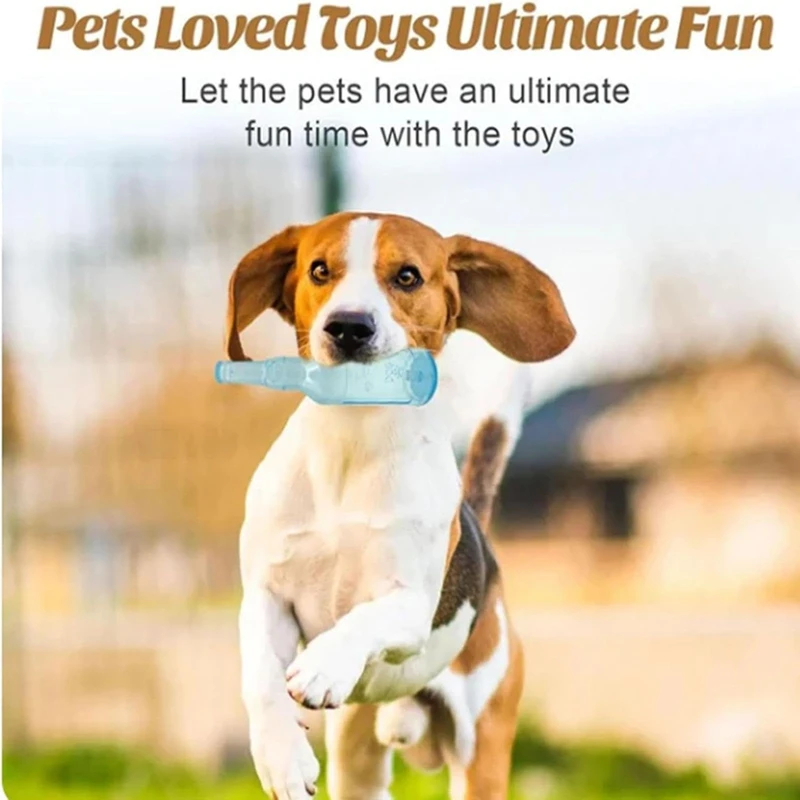 Dog Toy Water Bottle Cruncher Chew Bottle Toys for Dogs Plastic Water Bottle Chew Toys for Dogs with Ball Yellow-A33R
