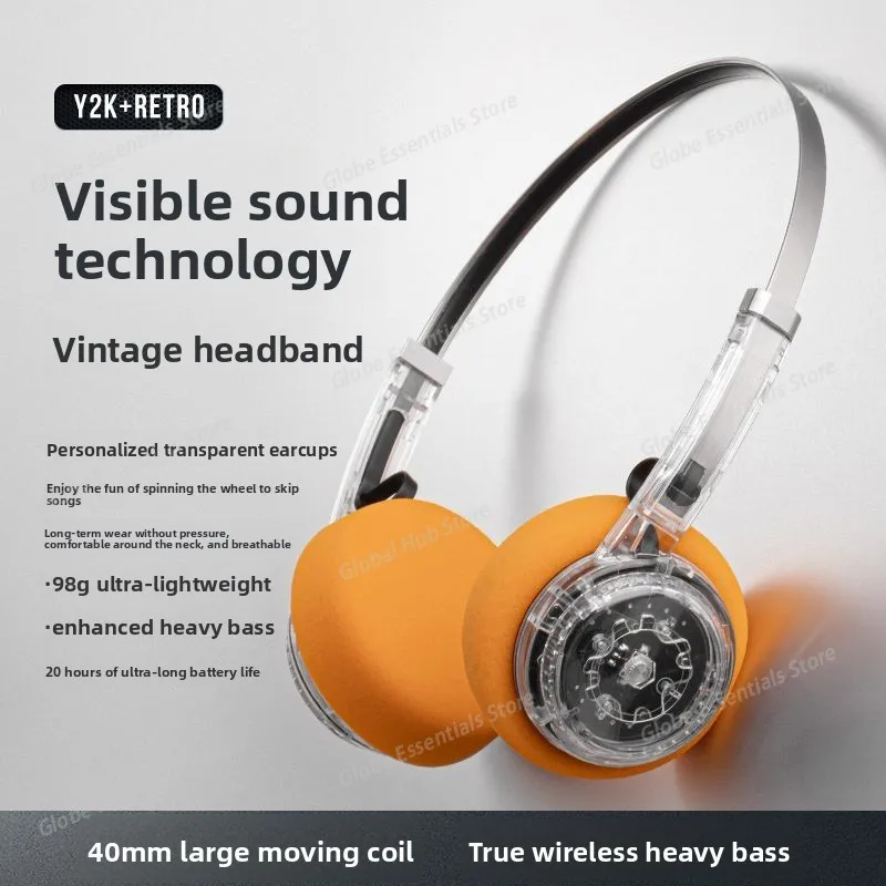 New Transparent Mecha Over-ear Bluetooth Headset Stereo Metal Sci-fi Gaming Headset with Rotating Tuning