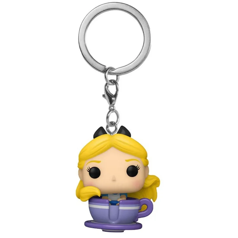 FUNKO Pocket Keychain Alice in Wonderland Disneyland Anniversary Periphery Cute Action Figure Collection Model Keychain Kid Gift