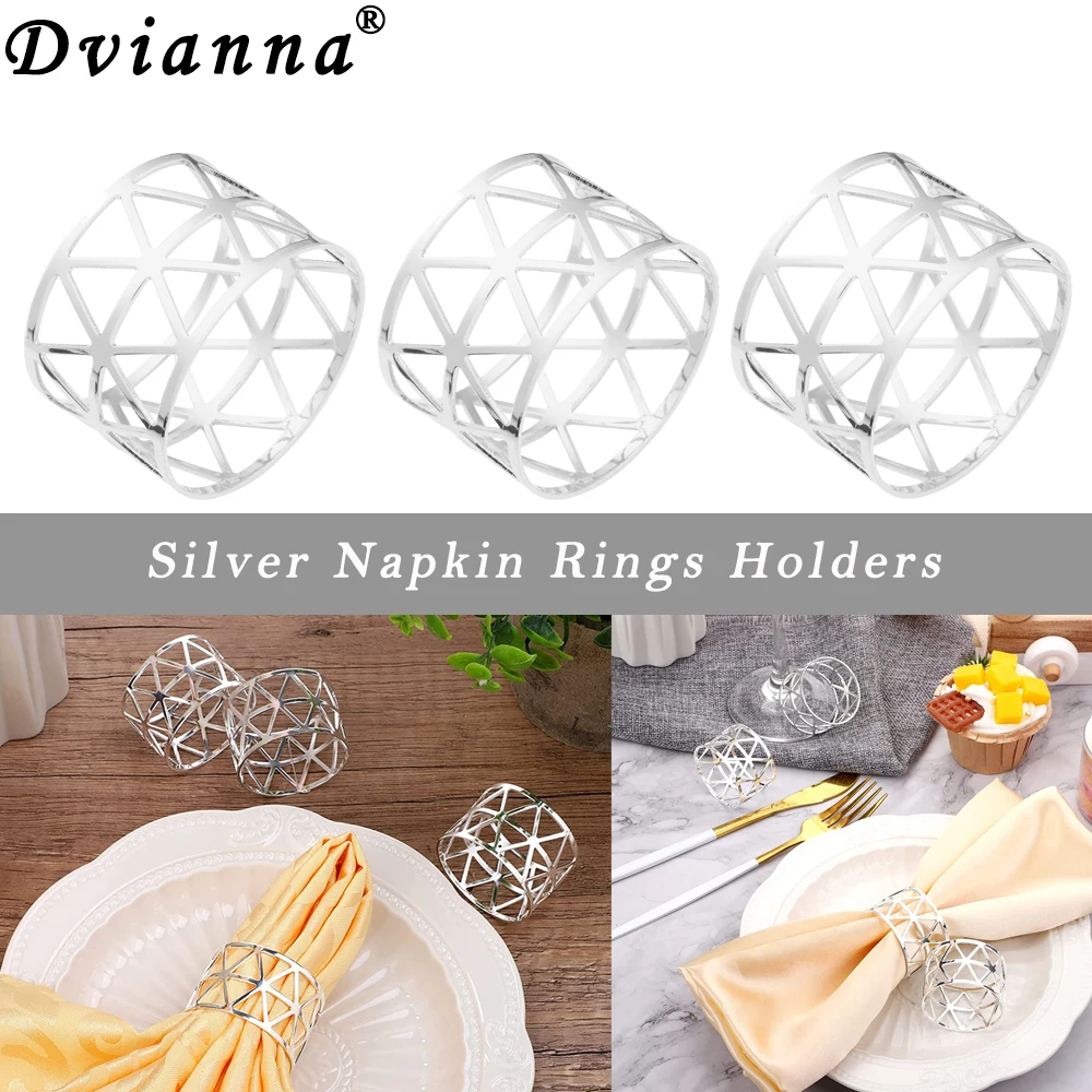 24Pcs Round Napkin Holder Gold Silver Metal Napkin Rings for Wedding Birthday Party Decoration Baby Shower Bridal Shower Decor