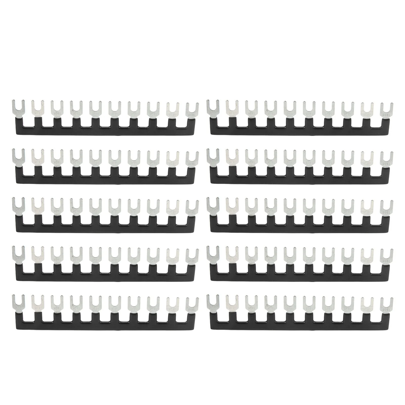 10Pcs 25A Jumper Block Terminal Strips Insulated TB Barrier Strip Fork Type Terminal Stripe Strips Black TB