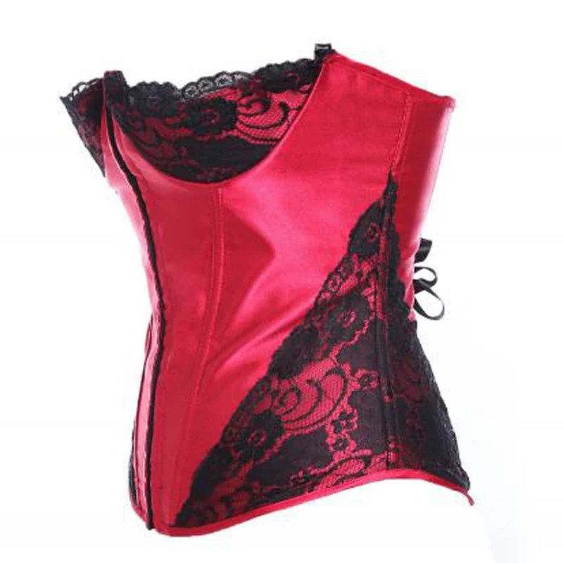 Sexy Hot Red Lace Corset Braless Corsets And Bustier With Straps Free Shipping