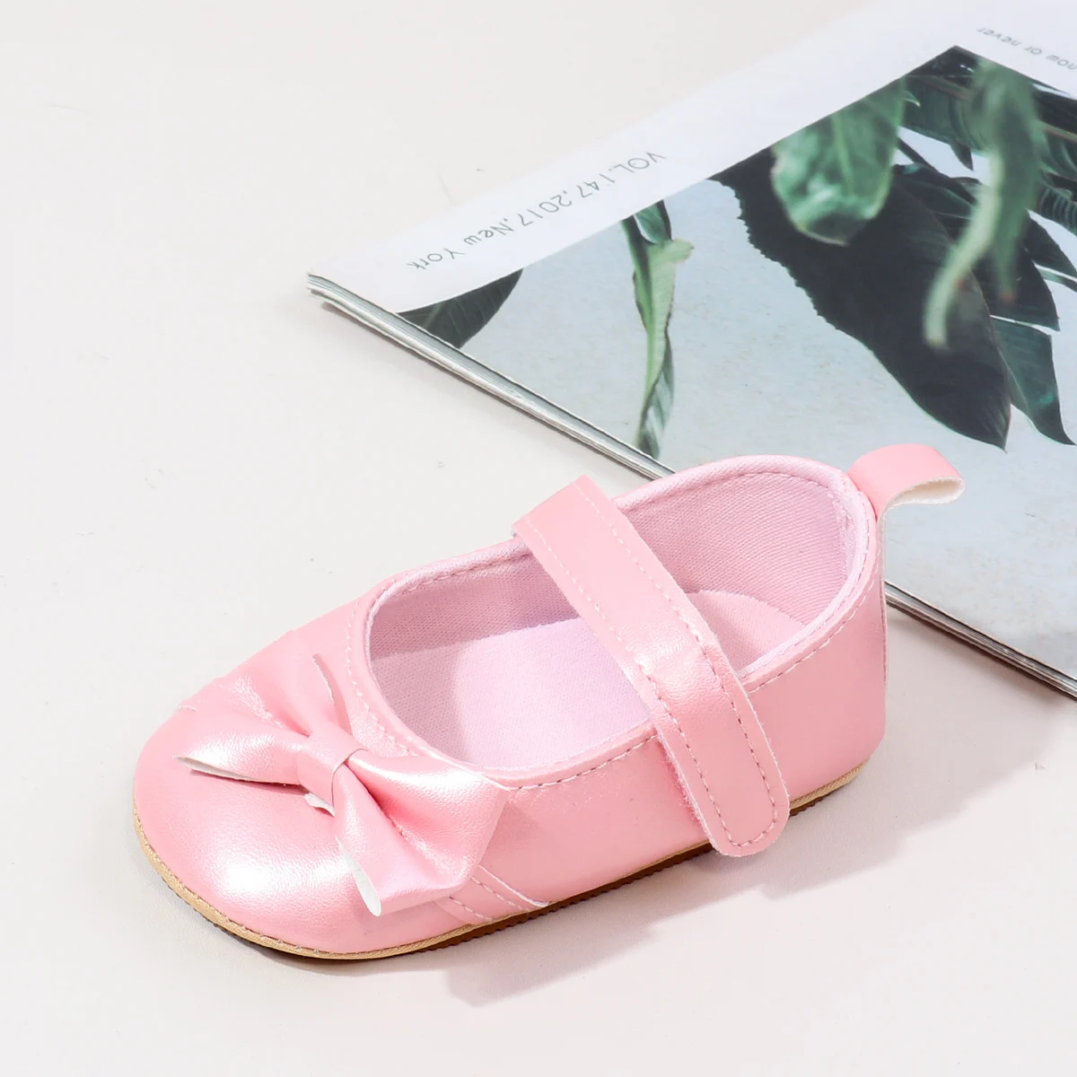 2025 Baby Girl Shoes Cute Bowknot Toe-covered Soft PU Mary Jane Shoes Anti-slip Sole Spring Summer Sandal For 0-18Months