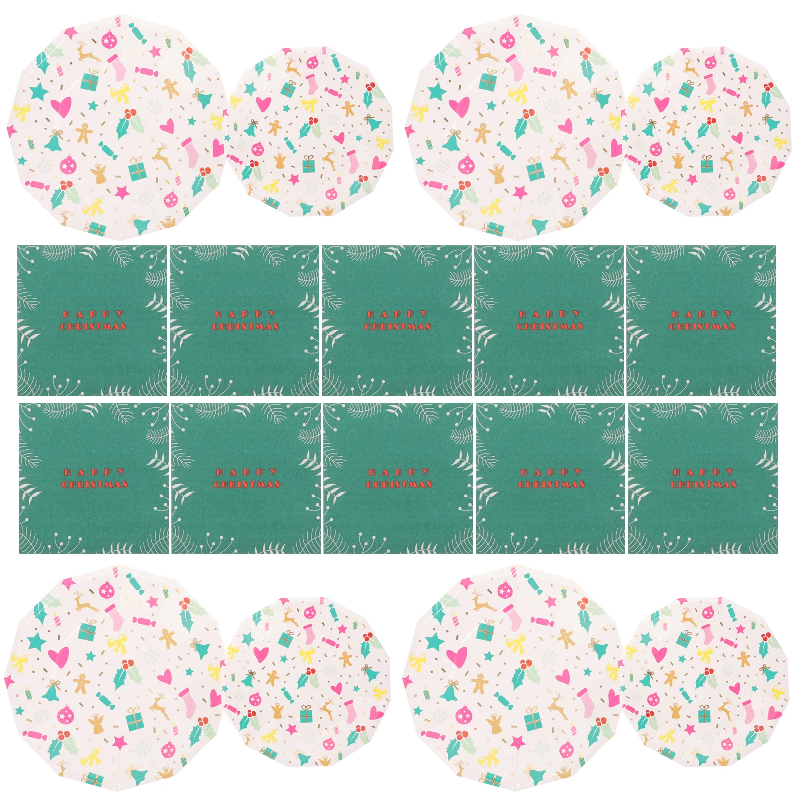 

1Set Disposable Paper Plates Napkins Christmas Birthday Party Dinnerware Thick Printed Patterned Tableware Paper Tableware