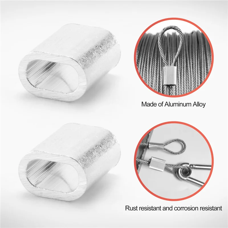 10 PCS 3Mm Aluminium Alloy Wire Rope Ferrules