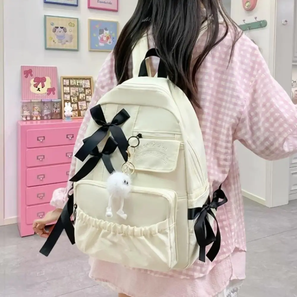 

HOT Casual Backpack Women Large Capacity Canvas Junior High School Student Pleat Schoolbag Korean Travel Backpack Shoulder Bags