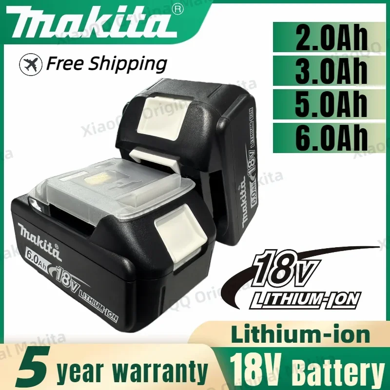 MAKITA 18V Rechargeable Lithium Battery EU Plug.5000mAh 6000mAh Battery Capacity Indicator for DDF487 DTD173 DTW700 DGA404 tools