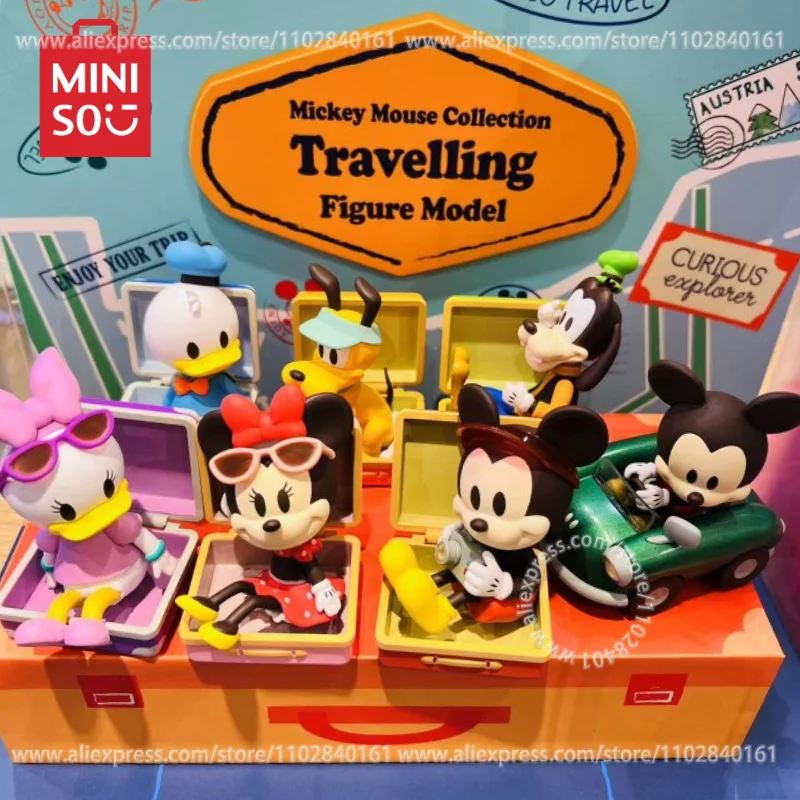 MINISO Blind Box Disney Mickey Mouse Travel Series Surprise Birthday Gift Children's Toy Model Anime Peripheral Donald Duck