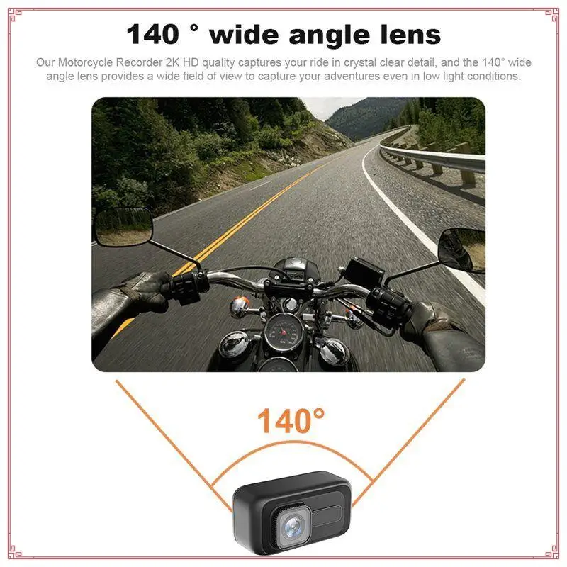 Night Vision 2K HD 1080P Waterproof And Dustproof Motorcycle Driving Recorder Bracket Cycling Recorder WIFI