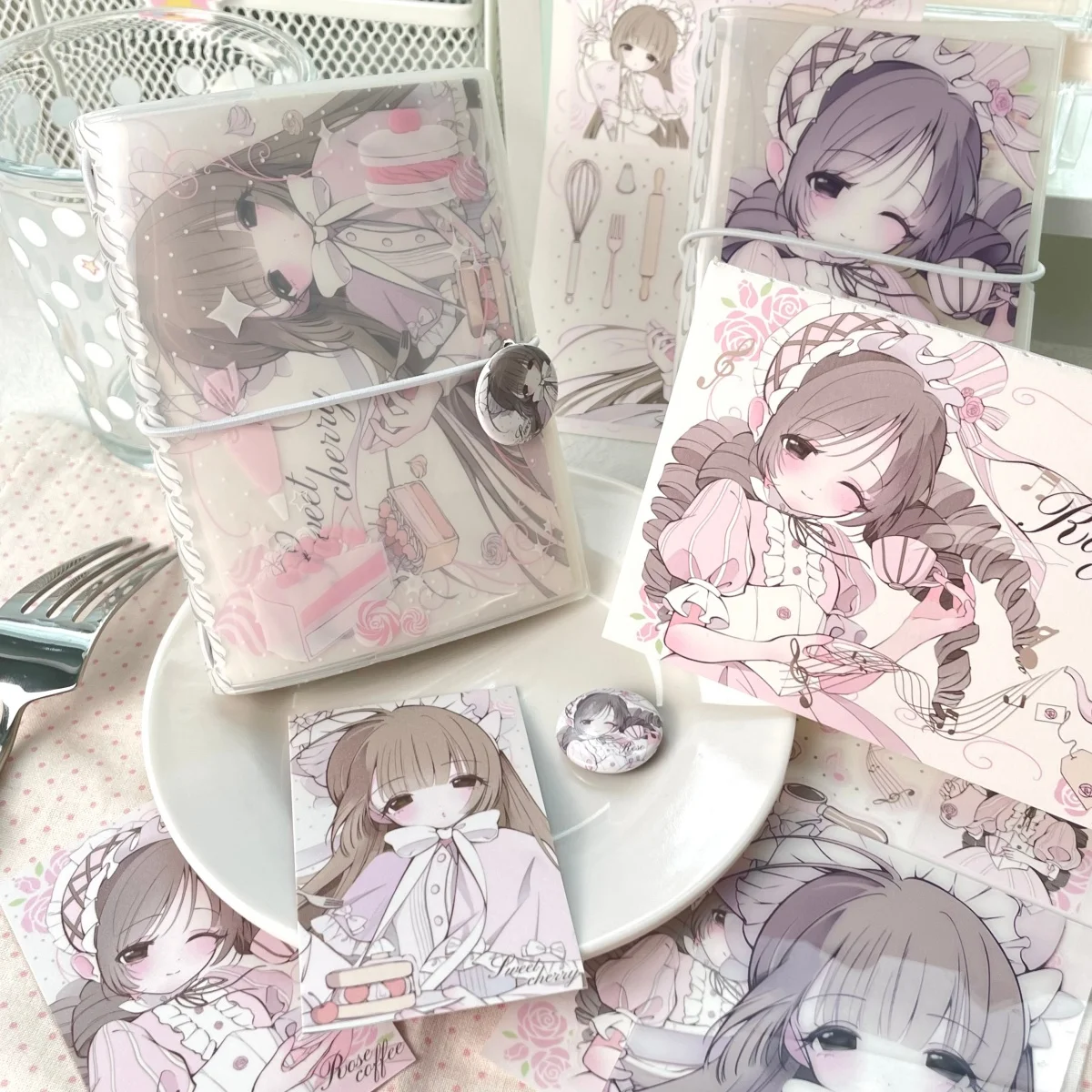 WAKAWAKA Dessert Coffee Kawaii Girl TN Passport Notebook Cover Refill Insert Sticker Cards Badge Journal Accessories DIY