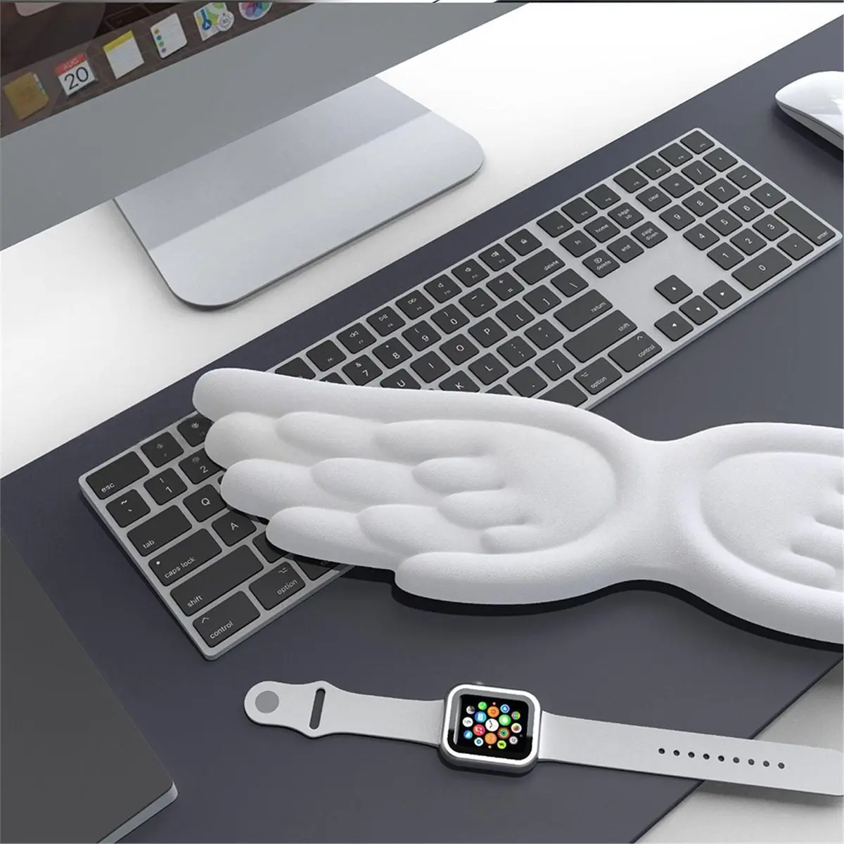Angel Wing Shaped Keyboard Mouse Wrist Rest Set Memory Foam Ergonomic Wrist Guard Anti-Slip Silicone Mouse Pad