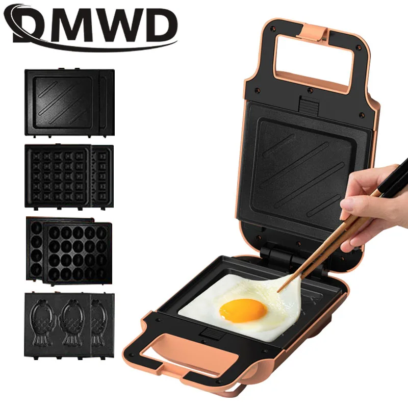 

DMWD Multifunction Light Food Machine Sandwich Waffle Muffin Maker Replaceable Plates Taiyaki Cake Breakfast Machine 220V