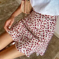 MRMT 2026 Brand New Womens Skirt Playful Ruffled Hem Mini Floral Skirt Short High-rise Sexy A-line Women Skirts For Female Dress