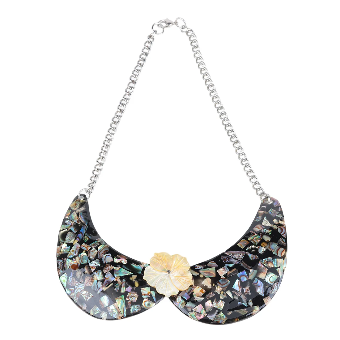 

TUMBEELLUWA Natural Abalone Shell Necklace With White Shell Flower Bohemian Jewelry For Women