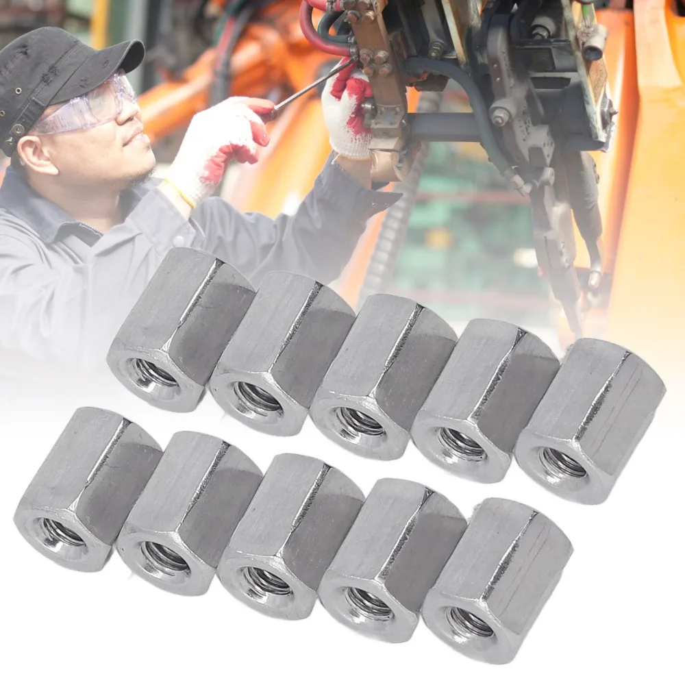 20pcs Coarse Thread Hex Coupling Nut 6 Sides Hex Shape Fully Threaded Threaded Rod Connector Studding Connector Fastener