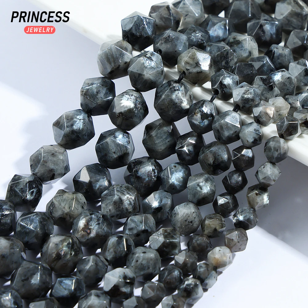 A+ Natural Black Labradorite Diamond Star Faceted Cut 6-10mm Loose Beads for Jewelry Making Wholesale DIY Accessories