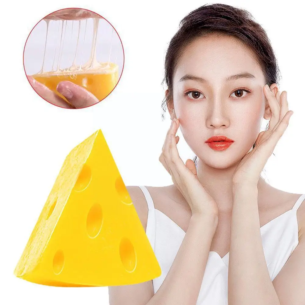 Cheese Soap Mite Removal Soap Cheese Anti-mite Soap Brushed Cleansing Special Design Brightening Soap for Women H8U5