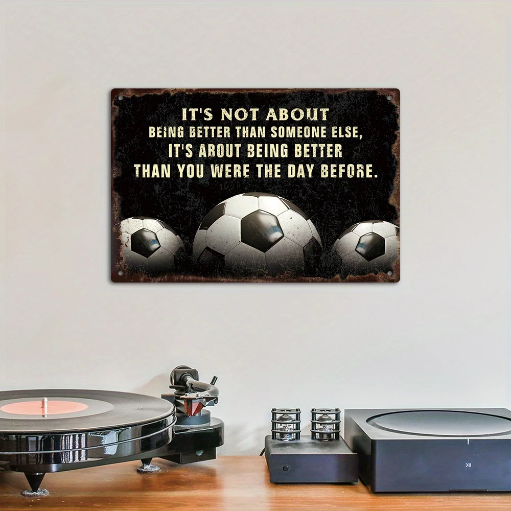 Classic Metal Sign - Football Inspirational Quotes, Multifunctional Metal Wall Art, Inspiration Plaque for Home, Farmhouse, Football Enthusiasts, Chinese Text, Wall Hanging Decoration - 1 Piece