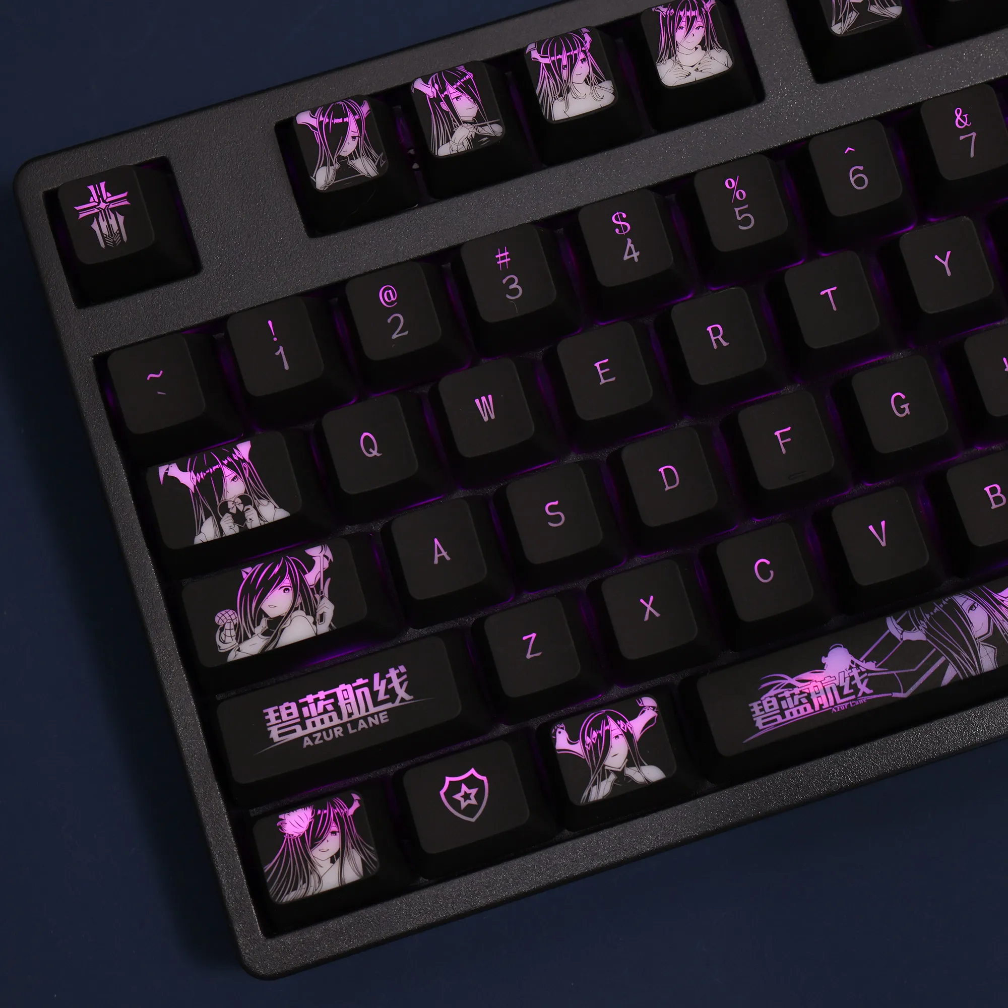 108 Tasten/Set KMS Friedrich der Azur, niedliche PBT-Tastenkappen, Cherry-Profil, für mechanische Tastaturen mit MX-Schaltern, zum Anpassen für Gaming-Zwecke. – Detail 3