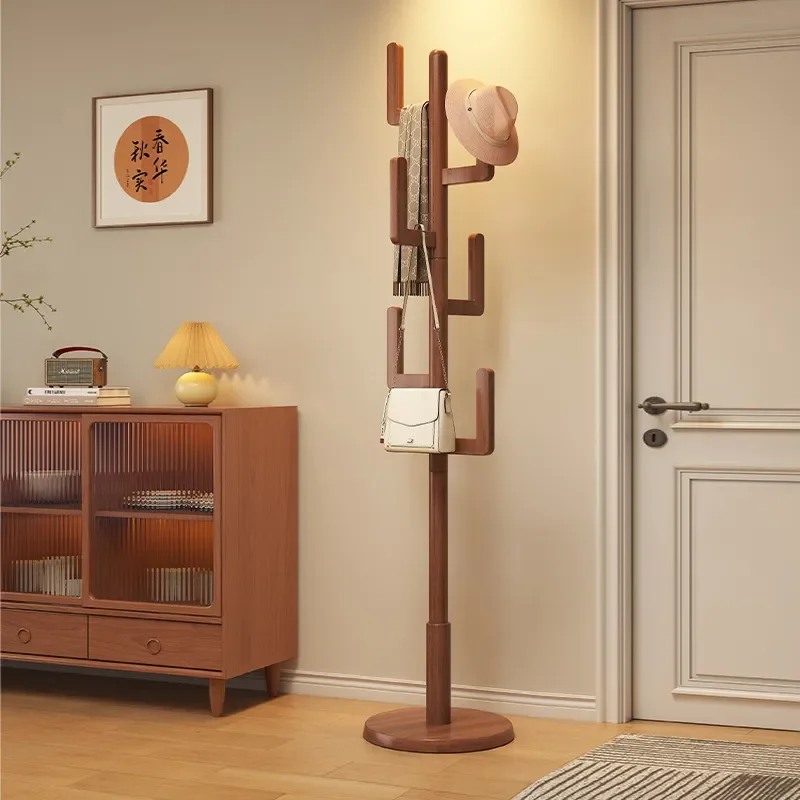 Nordic Cactus Coat Rack Wooden Hanger Stand for Hats Bags Simple Vertical Entryway Organizer Beech Wood Home Decor Furniture