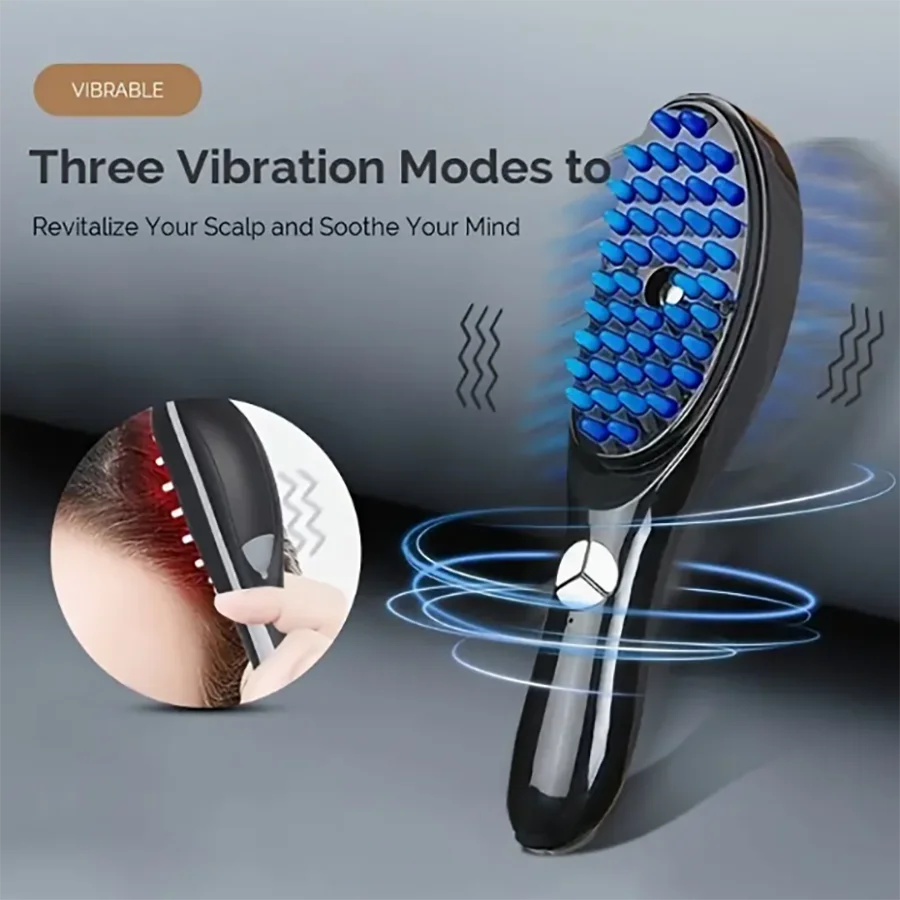 USB Rechargeable Vibrating Scalp Massager, Portable Comb and Moisturizing Conditioner for Home and Travel, Spray to hydrate, Vib