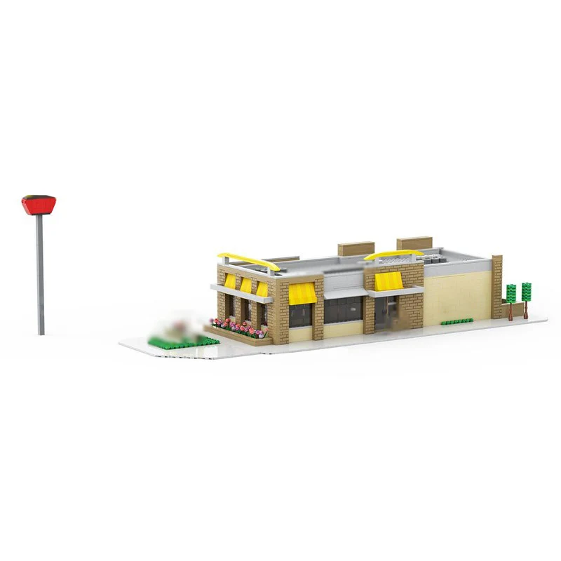City Street View Model MOC Building Bricks Car Restaurant Service Modular Technology Children Holiday Gifts Assemble Toys Suit