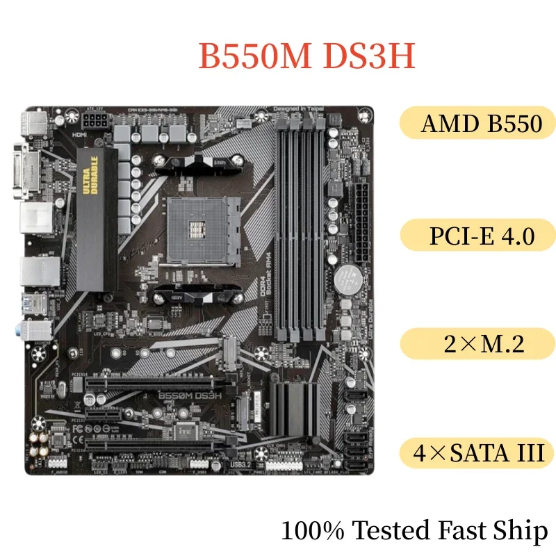 For Gigabyte B550M DS3H Motherboard 128GB Socket AM4 DDR4 Micro ATX Mainboard 100% Tested Fast Ship