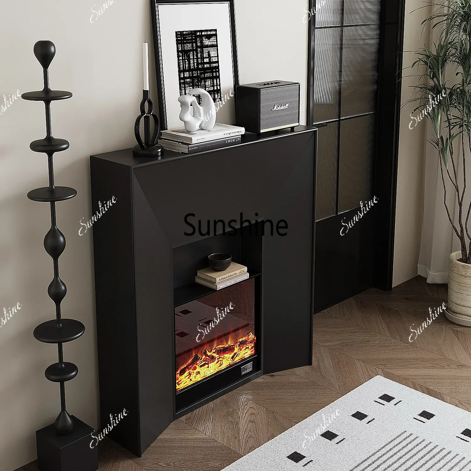 French retro fireplace decorative cabinet household porch storage shelfT*
