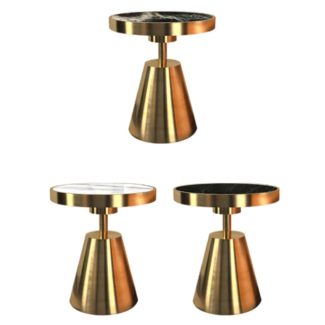 Minimalist Design Luxury Coffee Table Various Tabletop Options Brushed Metal Base Living Room Side Table