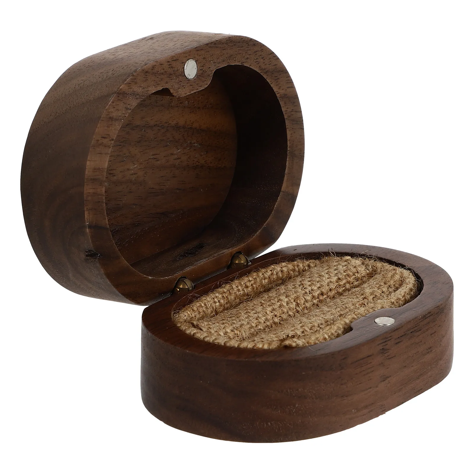 1Pcs Walnut Wooden Jewelry Box Magnetic Clamshell Small Ring Storage Case Decorative Gift Organizer Jewelry Gift Container