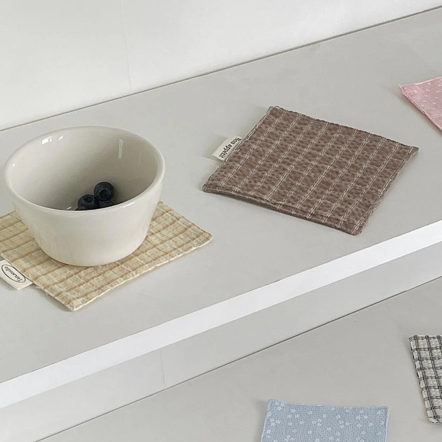 New Stripe Series Multicolor Korean Cotton Coaster Square Fresh Table Cloth Heat Insulation Mat Coffee Cup Placemat Table Decor - view 6