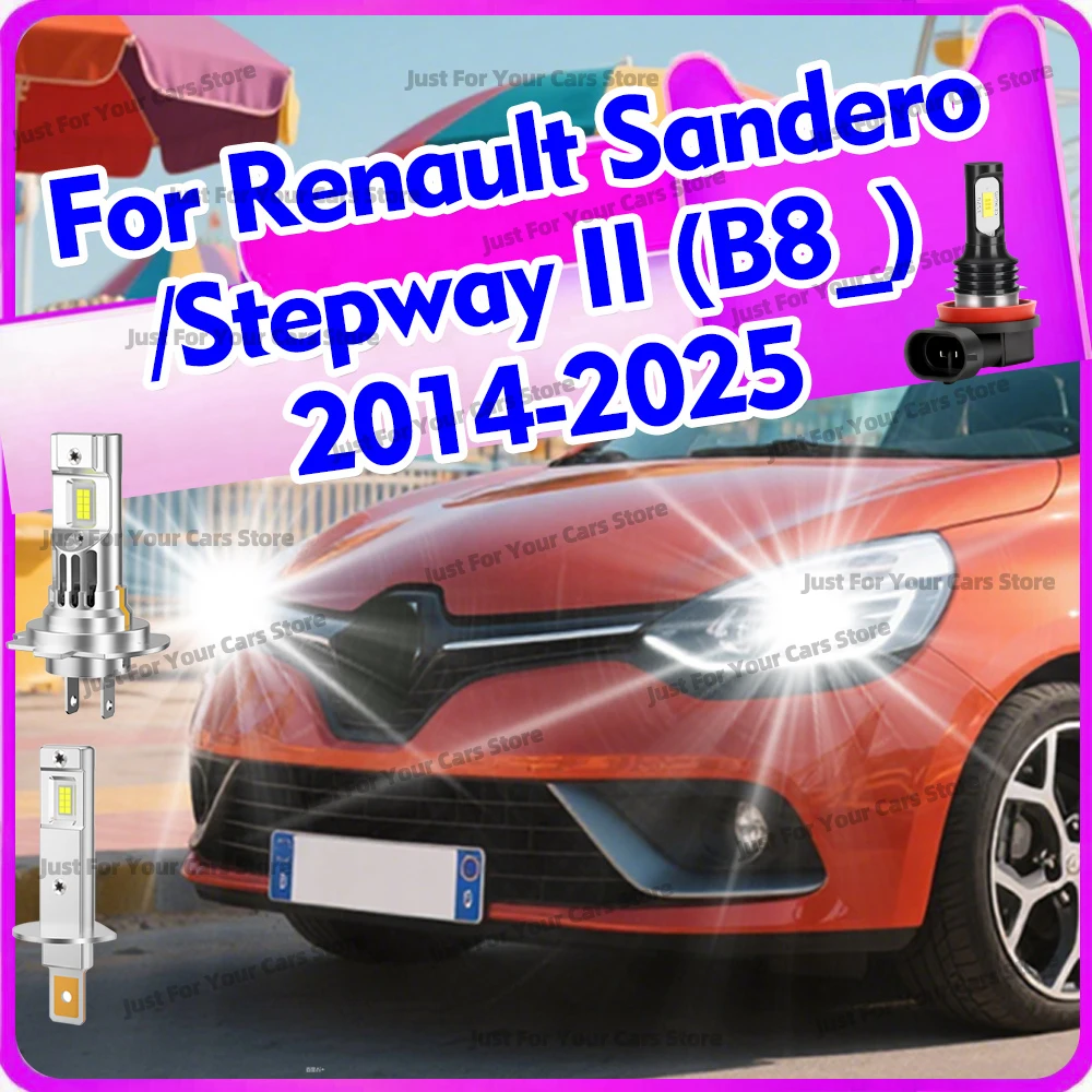 

2/6x High Power 200W LED Headlights 6000K Fog Lamps For Renault Sandero/Stepway II (B8_) 2014-2025 2015 2016 2017 2018 2019 2020