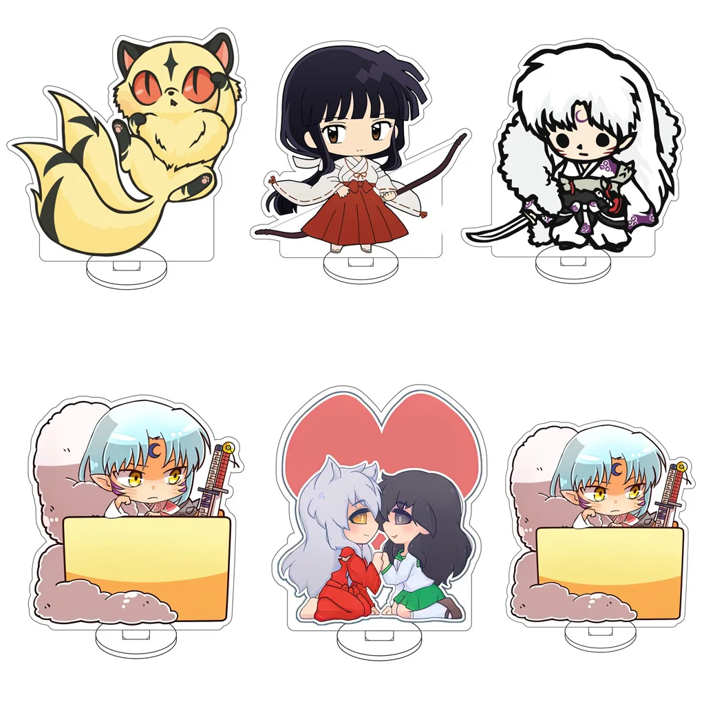 Figura Acrílica de Anime de 10 cm de Inuyasha, Sesshoumaru, Kirara, Higurashi, Kagome, Kagura, Kouga, Inuyasha, con Base, Regalos y Adornos Lindos