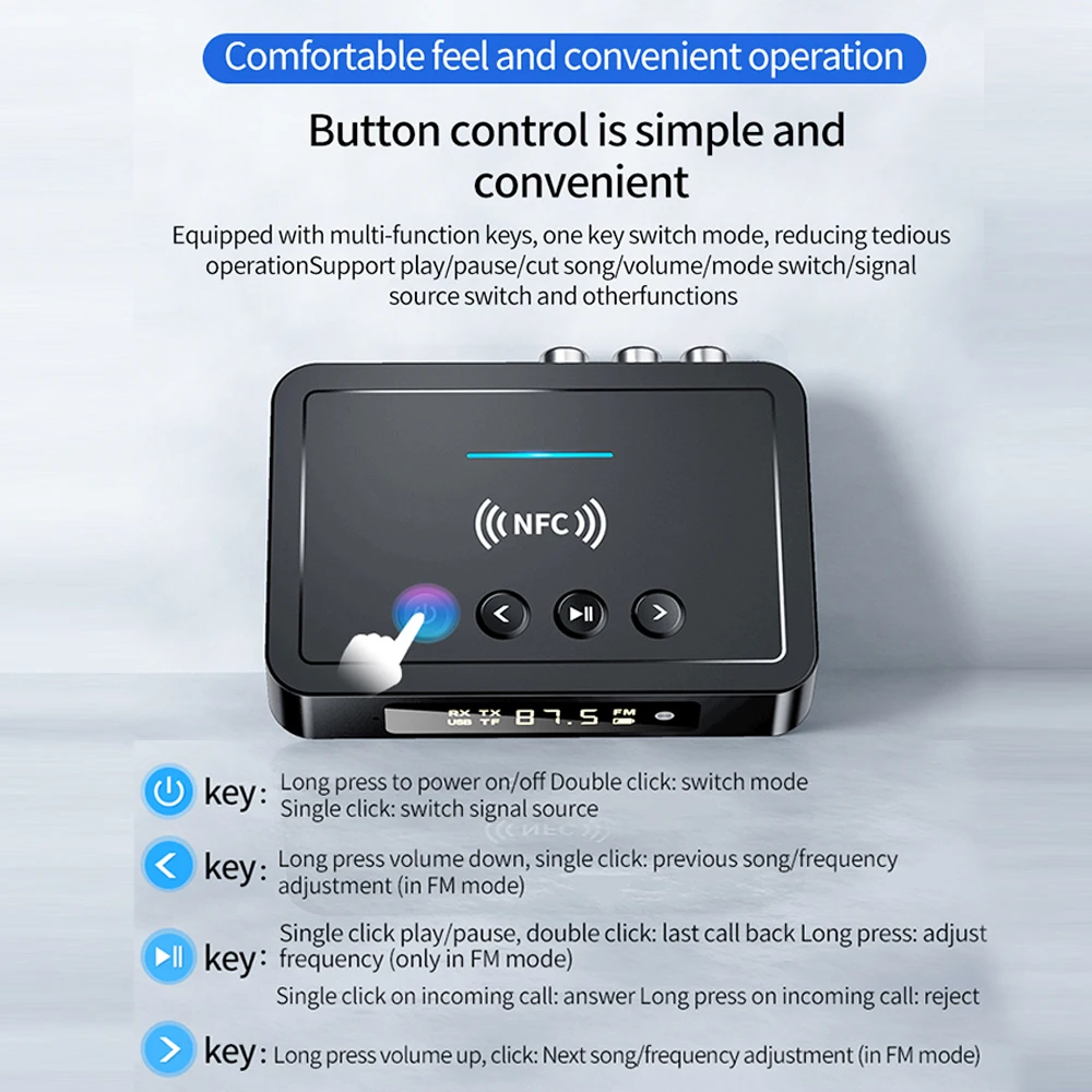 Bluetooth Receiver Transmitter Bluetooth 5.4 Remote Controller 3.5mm AUX/RCA/USB U Disk/TF Input Digital Adapter M6